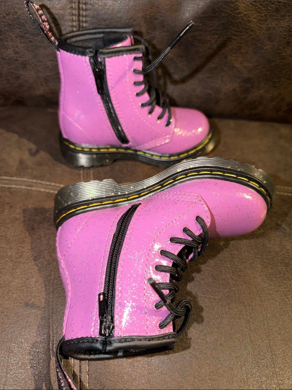 NWOT Purple Glitter Zip & Lace Up Dr Martins Boots